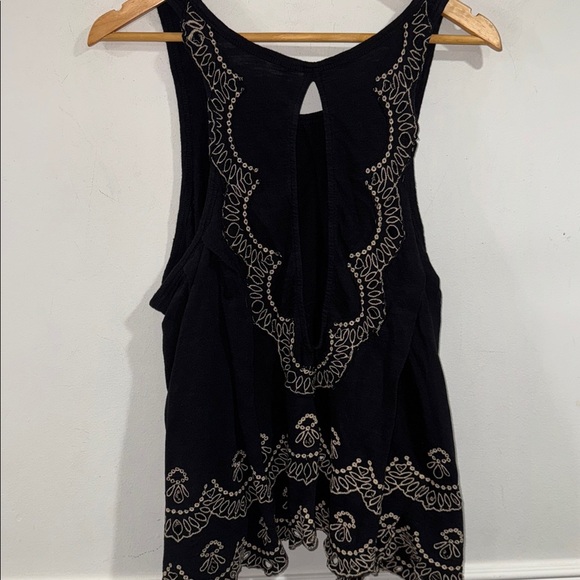 Free people shirt flowy tank top embroidery cutout medium boho hippie - Picture 6 of 6